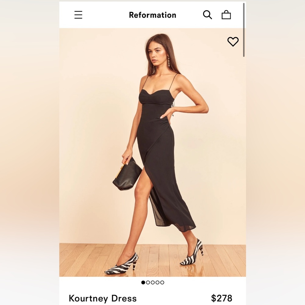 Reformation Kourtney dress, black, size 6